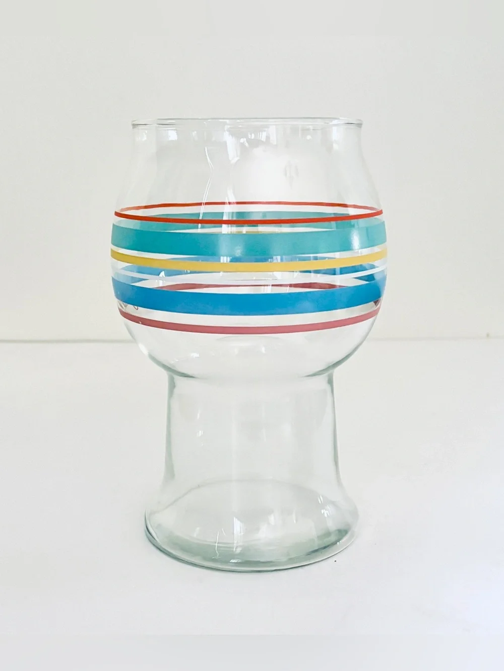 Vintage Fiesta Glass Floating Pillar Holder Hurricane Lamp Striped Original Box